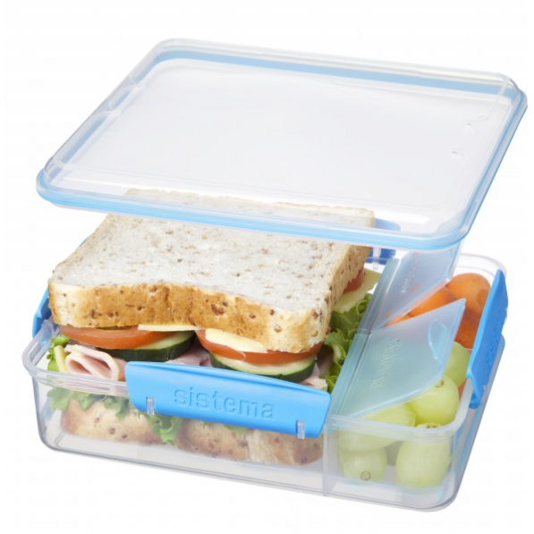 SISTEMA To Go Snack Attack Duo Online 0,97 l - lunch box / śniadaniówka plastikowa trzykomorowa