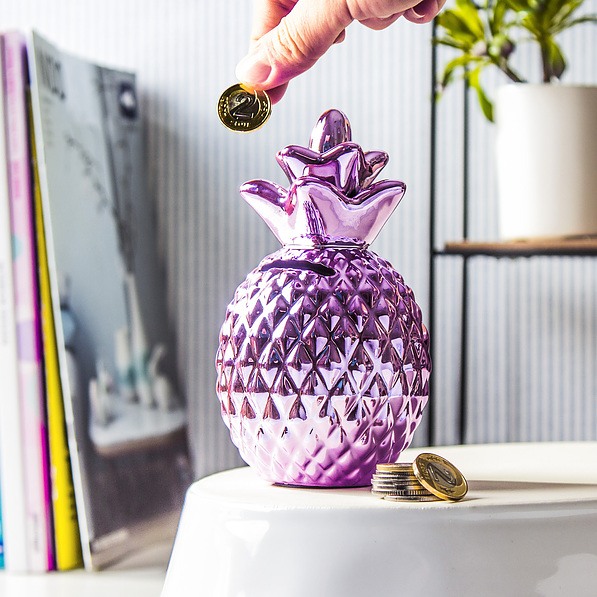 Skarbonka ceramiczna DUO ANANAS RÓŻOWA