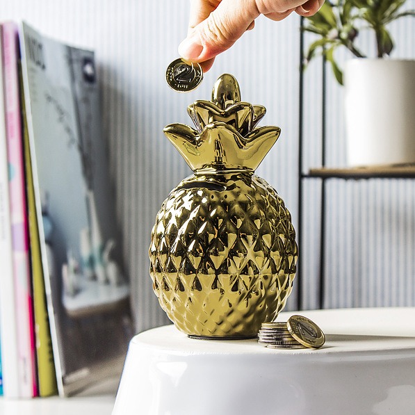 Skarbonka ceramiczna DUO ANANAS ZŁOTA