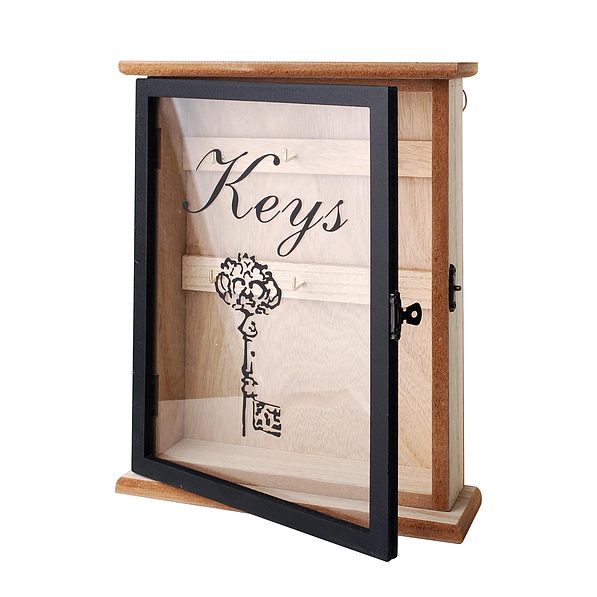 Skrzynka na klucze ozdobna drewniana KEYS JASNOBRĄZOWA 20 x 26 cm