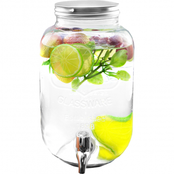 Słoik na napoje szklany z kranikiem LEMON 4 l