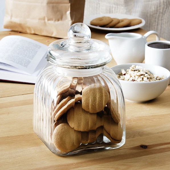 Słoik ozdobny na ciastka szklany z pokrywką DECOR KWADRAT 2,5 l
