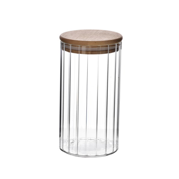 Słoik ozdobny szklany z pokrywką bambusową MODERN KITCHEN 0,8 l