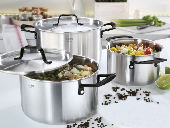 SPRING Gourmet - zestaw 4 garnków ze stali nierdzewnej z pokrywkami
