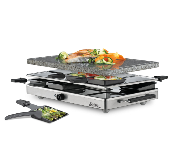 SPRING Raclette Classic 1200 W - grill elektryczny stołowy granitowy z akcesoriami