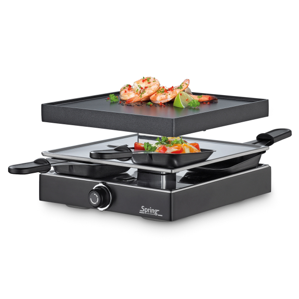 SPRING Raclette Classic 750 W - grill elektryczny stołowy aluminiowy z akcesoriami