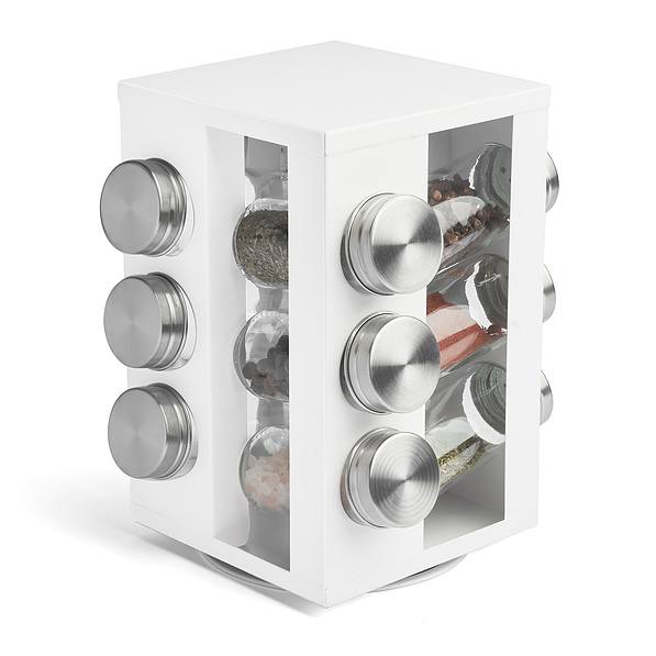 STARHE PRO Harper biała - półka na przyprawy z 12 pojemnikami obrotowa stalowa