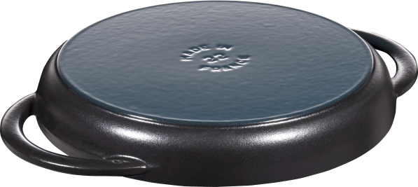 STAUB 22 cm czarna - patelnia grillowa żeliwna