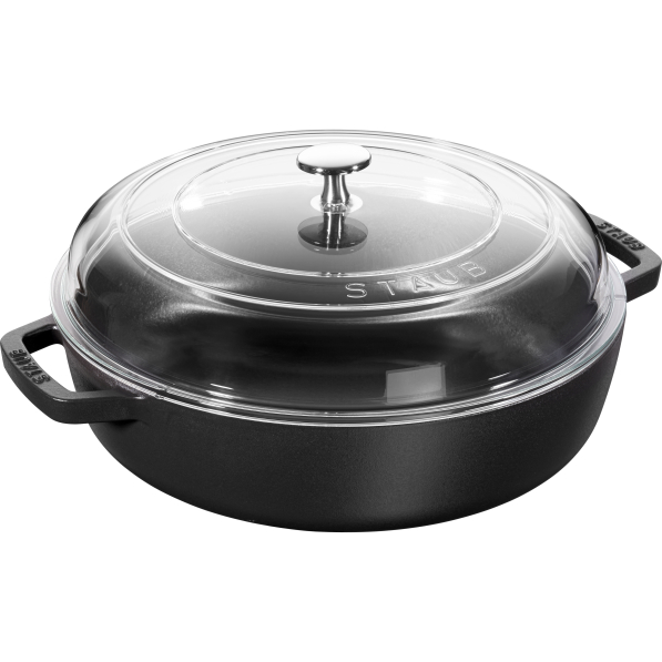 STAUB 28 cm - patelnia żeliwna do serwowania z dwoma uchwytami i pokrywką