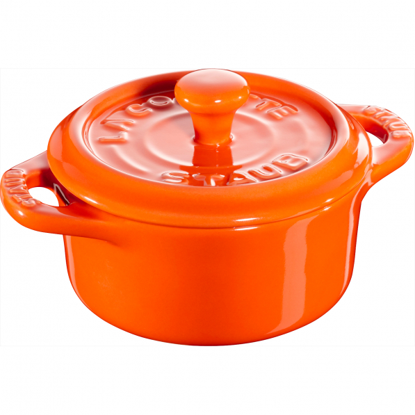 STAUB Gift Giving 200 ml pomarańczowa - owalna kokilka ceramiczna z pokrywką