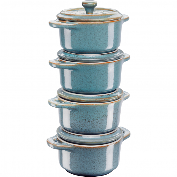 STAUB Gift Giving 200 ml 4 szt. turkusowe - kokilki / naczynia do zapiekania ceramiczne