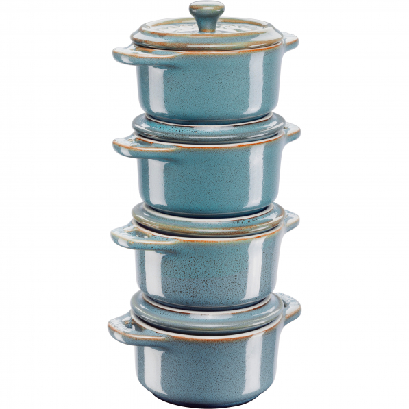 STAUB Gift Giving 200 ml 4 szt. turkusowe - kokilki / naczynia do zapiekania ceramiczne