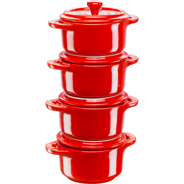 STAUB Gift Giving 4 szt. 200 ml czerwone - kokilki / naczynia do zapiekania ceramiczne