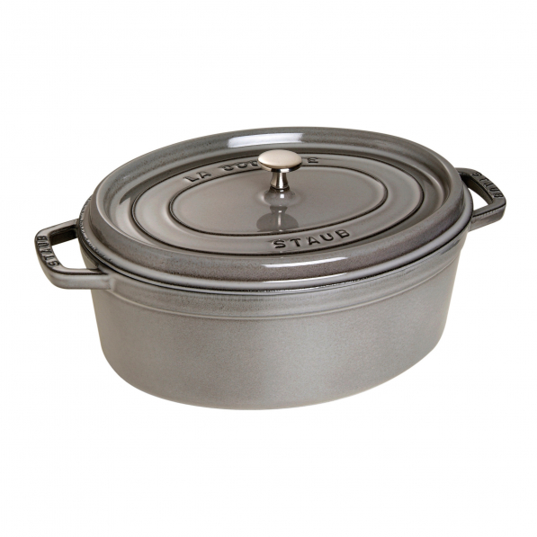 STAUB La Cocotte Oval 5,5 l grafitowy - garnek żeliwny/brytfanna z pokrywką