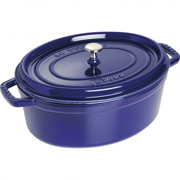 STAUB La Cocotte Oval 3,2 l niebieski - garnek żeliwny/brytfanna z pokrywką