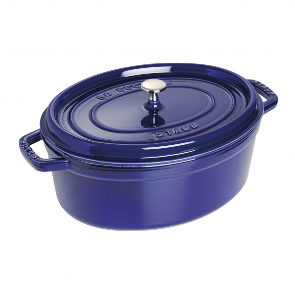 STAUB La Cocotte Oval 5,5 l niebieski - garnek żeliwny/brytfanna z pokrywką