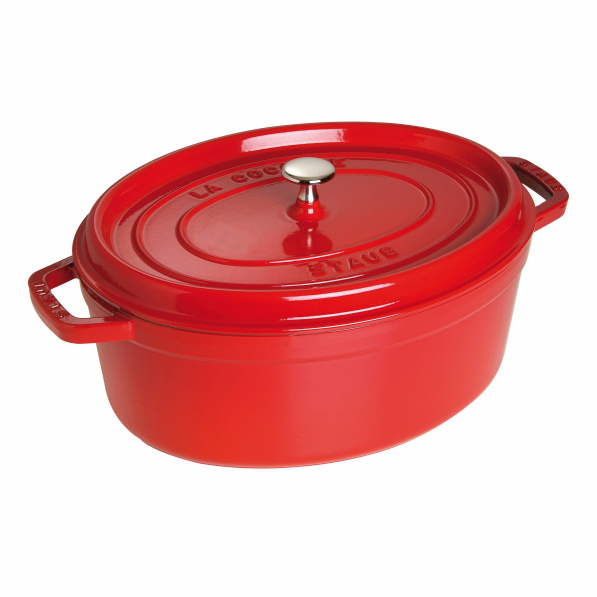 STAUB La Cocotte Oval 6,7 l czerwony - garnek żeliwny/brytfanna z pokrywką