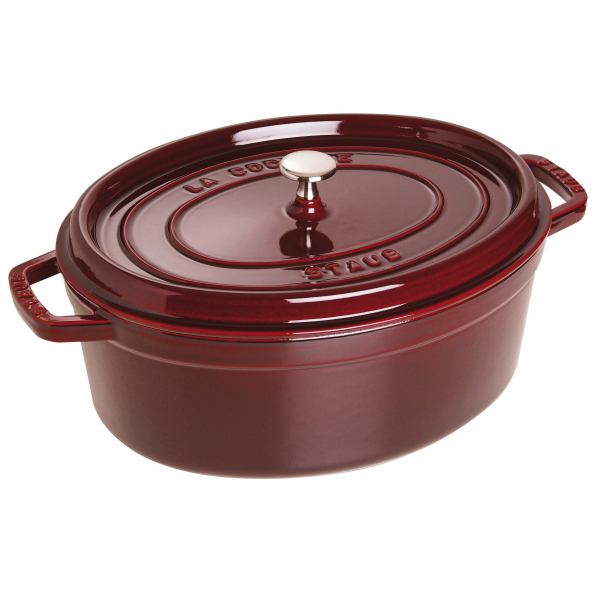 STAUB La Cocotte Oval 6,7 l żurawinowy - garnek żeliwny/brytfanna z pokrywką