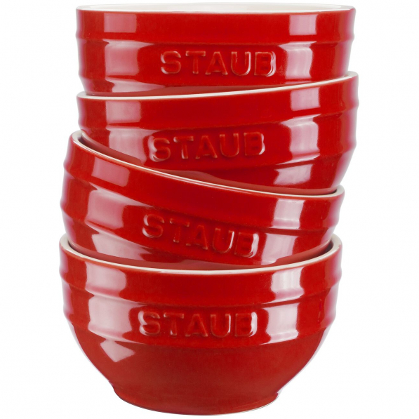 STAUB Serving 0,4 l 4 szt. czerwone - miski kuchenne ceramiczne