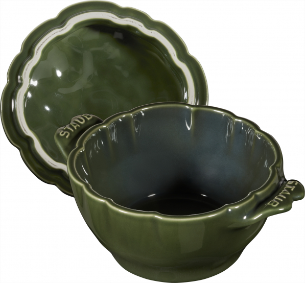 STAUB Special Cocotte 0,47 l ciemnozielone - kokilka / naczynie do zapiekania ceramiczne z pokrywką