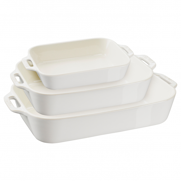 STAUB White 15 el. - naczynia żaroodporne do zapiekania ceramiczne z kokilkami i miskami
