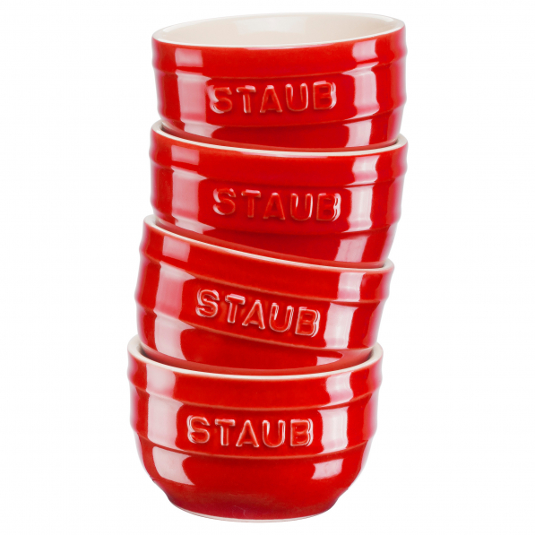 STAUB XS-Minis 200 ml 4 szt. czerwone - kokilki / naczynia do zapiekania ceramiczne