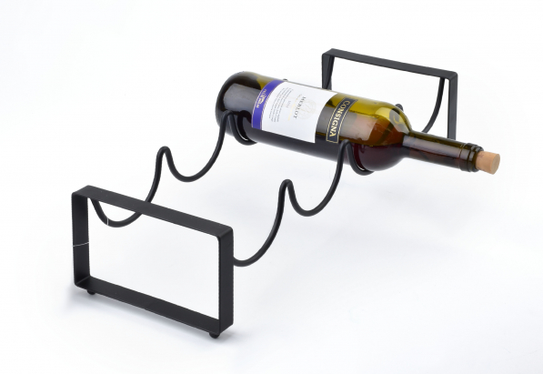 Stojak na wino metalowy MONDEX CEDRIC WAVE CZARNY 44,8 x 11 cm