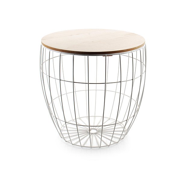 Stolik kawowy metalowy LOUIS BAMBOO BIAŁY 35 cm
