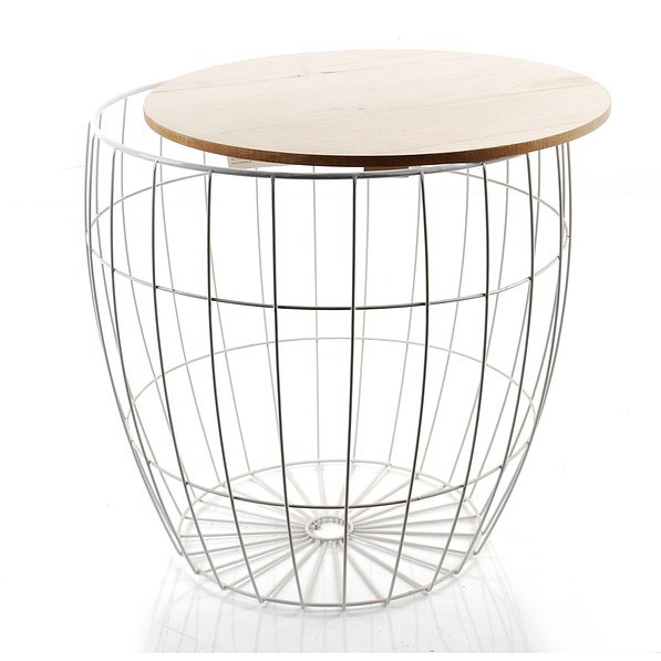 Stolik kawowy metalowy LOUIS BAMBOO BIAŁY 35 cm