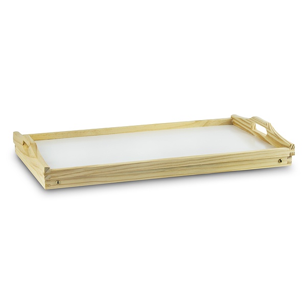 Taca śniadaniowa drewniana SERVING TRAY BIAŁA 30 x 50 cm