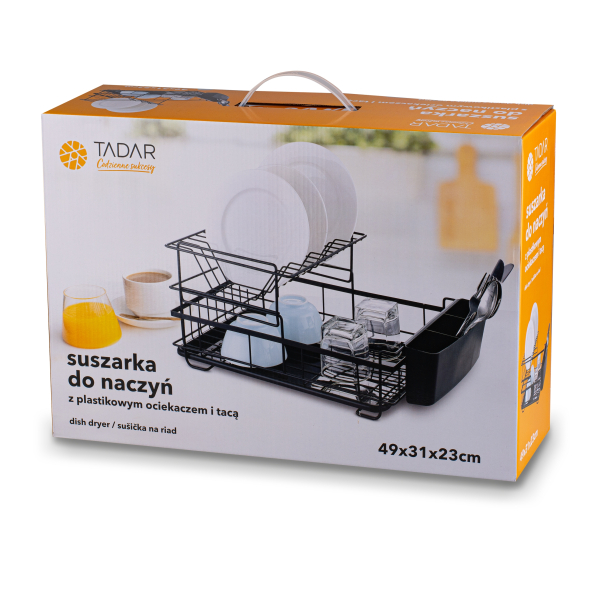 Suszarka do naczyń z pojemnikiem na sztućce metalowa TADAR 43 x 29,5 cm