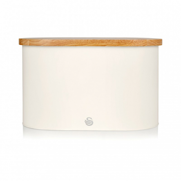 SWAN Nordic Cotton White kremowy - chlebak ze stali węglowej z deską do krojenia i pojemnikami