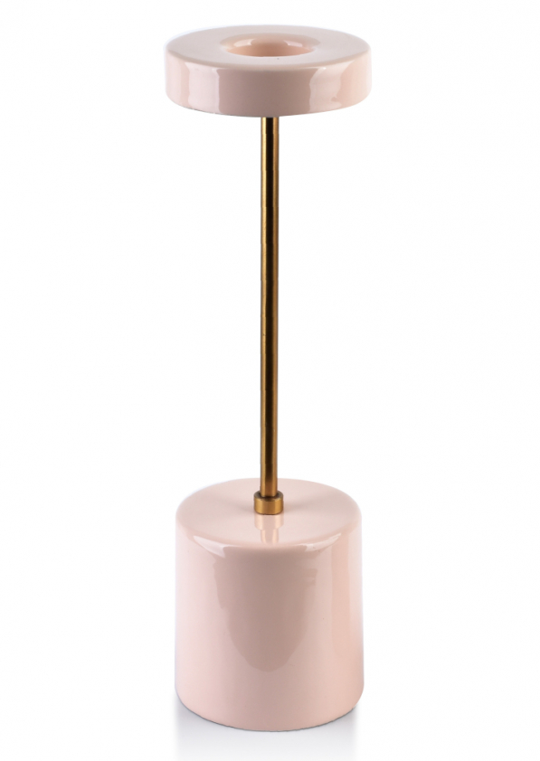 Świecznik metalowy MONDEX ANISHA LIGHT RÓŻOWY 35,5 cm