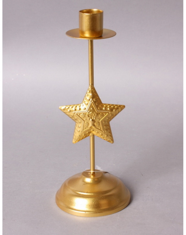 Świecznik na nóżce metalowy MONDEX SANTA LILA ZŁOTY 20,5 cm
