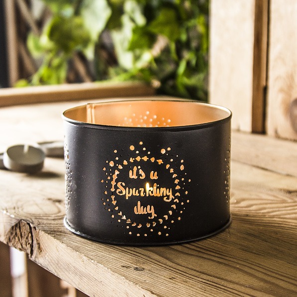 Świecznik tealight metalowy GOLDIE IT'S A SPARKLING DAY CZARNY 8 cm