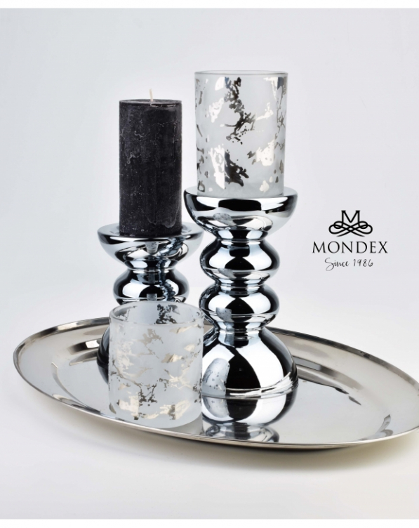Świecznik szklany MONDEX RITA GREY 20,5 cm