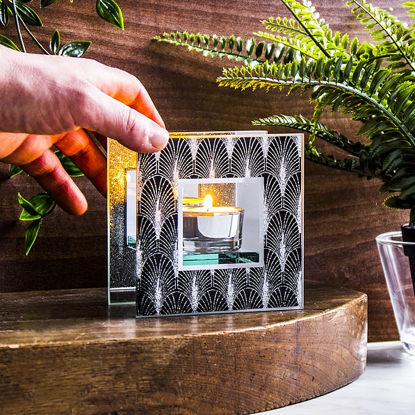 Świecznik tealight szklany DUO FOXI CZARNY 11 cm 