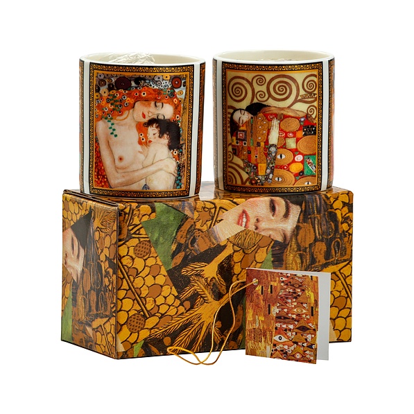 Świeczniki porcelanowe GUSTAV KLIMT COLLECTION BRĄZOWE 2 szt.