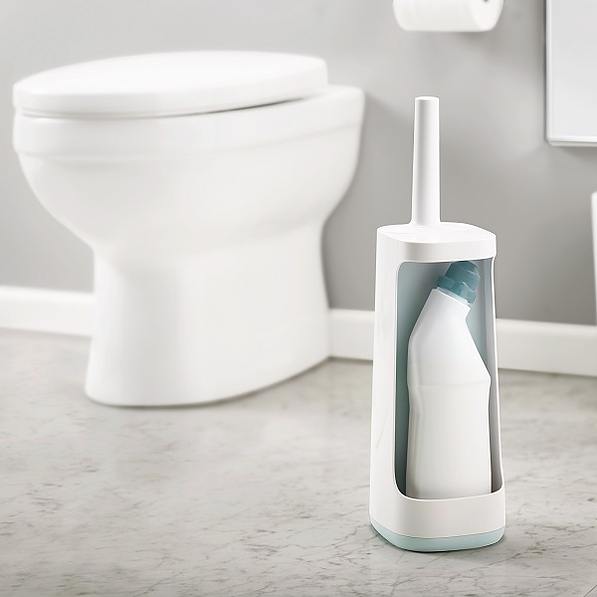 JOSEPH JOSEPH Flex biało-błękitna - szczotka do wc z pojemnikiem plastikowym i miejscem na detergenty