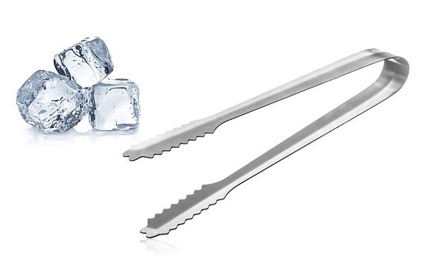 VACU VIN Ice srebrne - szczypce do lodu ze stali nierdzewnej