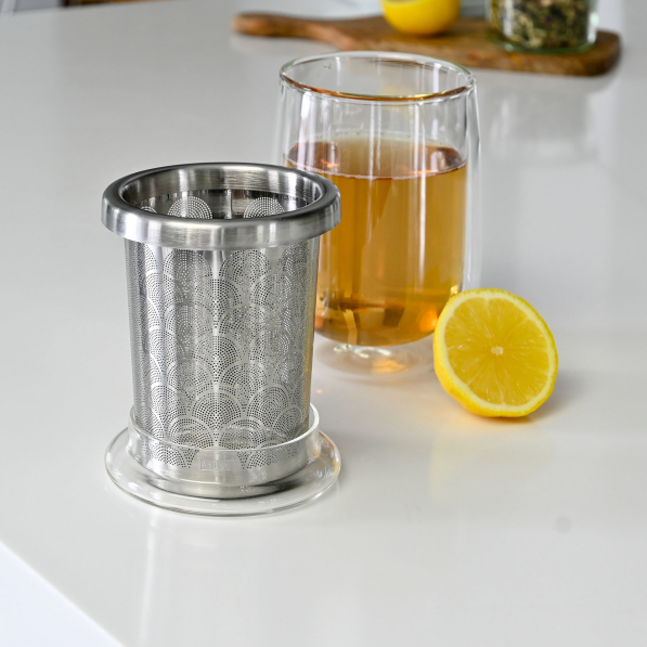 ADHOC Fusion Glass 400 ml - szklanka do herbaty termiczna z podwójną ścianką i zaparzaczem szklana