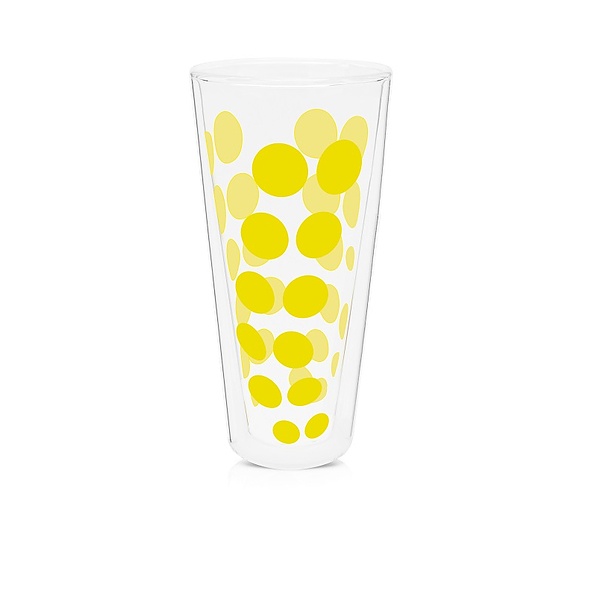 ZAK! DESIGNS Dot Dot Crystally 350 ml żółta – szklanka do napojów z podwójną ścianką szklana