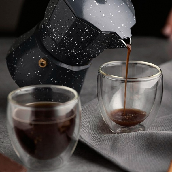 Szklanki do espresso termiczne z podwójnymi ściankami szklane FLORINA MALACHIT 100 ml 2 szt.