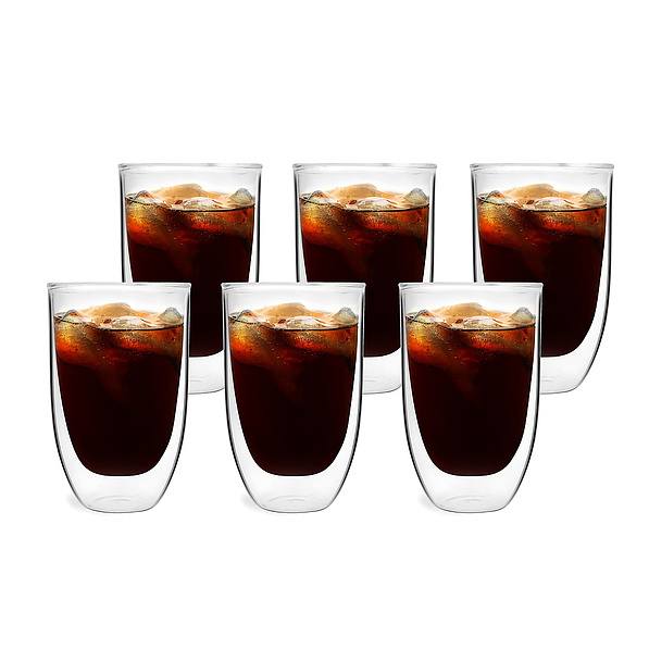 VIALLI DESIGN Amo 350 ml 6 szt. - szklanki do kawy i herbaty termiczne z podwójnymi ściankami szklane