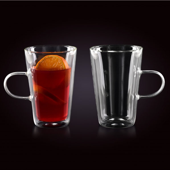 Szklanki do kawy i herbaty termiczne z podwójnymi ściankami szklane AFFEK DESIGN PETER 400 ml