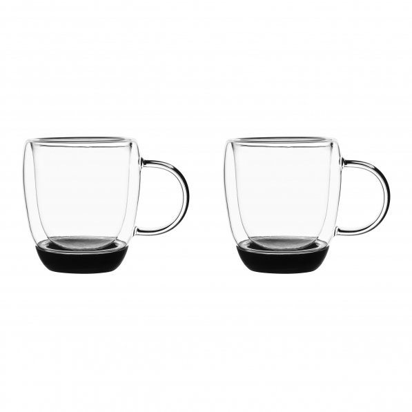 Szklanki do kawy i herbaty termiczne z podwójnymi ściankami szklane GARET CZARNE 330 ml 2 szt.
