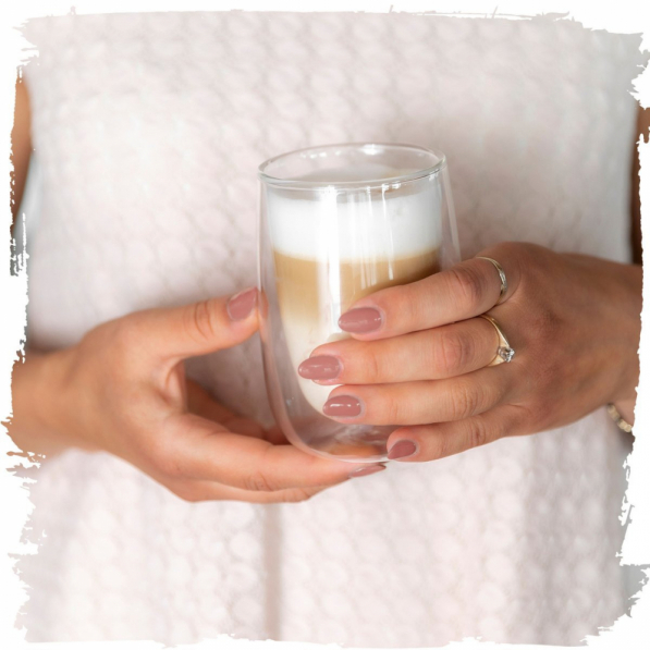 Szklanki do latte termiczne z podwójnymi ściankami szklane FLORINA MALACHIT 250 ml 6 szt.