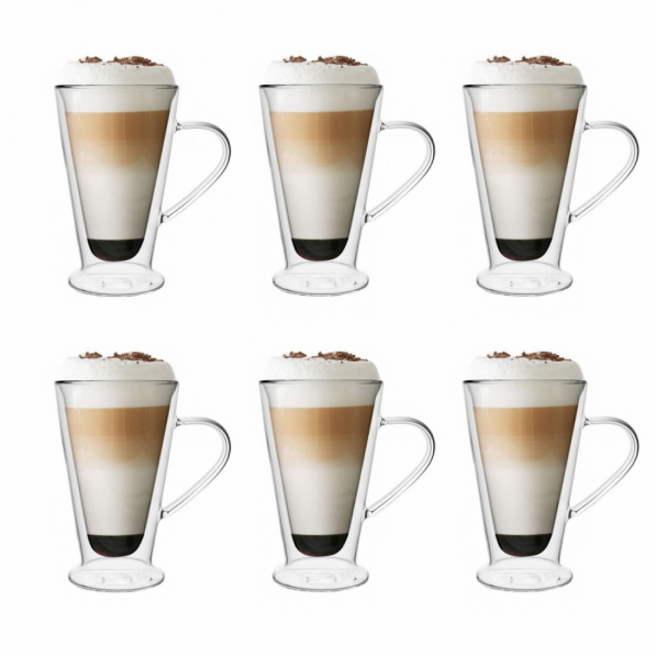 Szklanki do latte termiczne z podwójnymi ściankami szklane FLORINA MALACHIT 400 ml 6 szt.