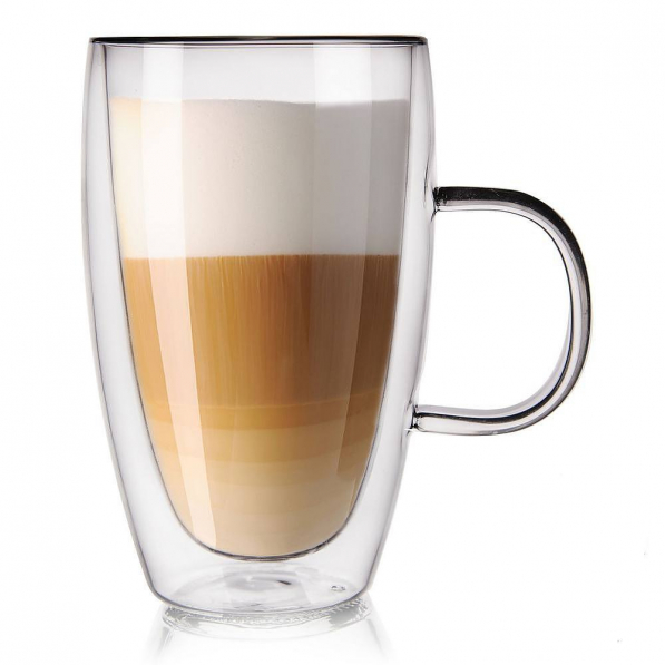 Szklanki do latte termiczne z podwójnymi ściankami szklane THERMAL CUP 430 ml 4 szt.