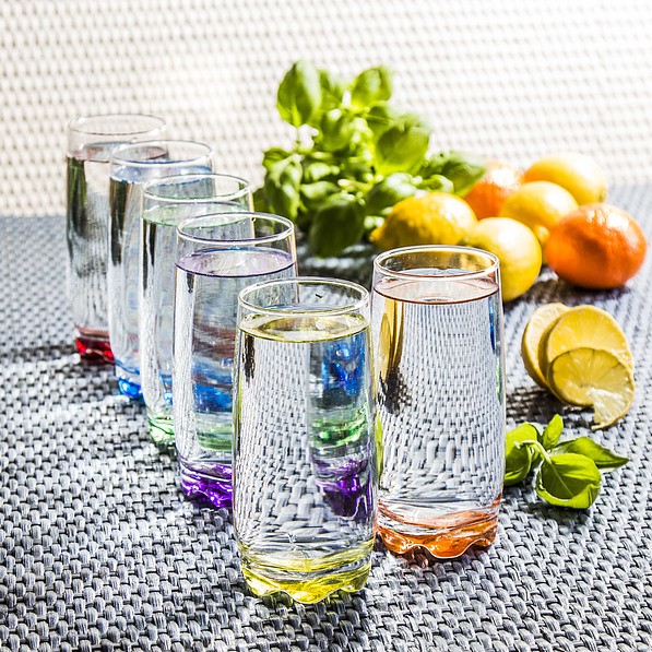 Szklanki do napojów szklane GLASMARK LONG WIELOKOLOROWE 350 ml 6 szt. 